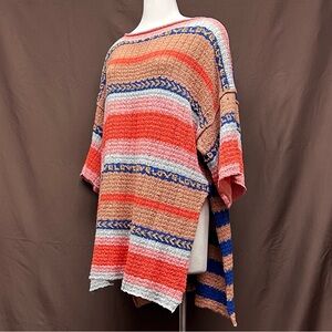 Striped crochet knit sweater